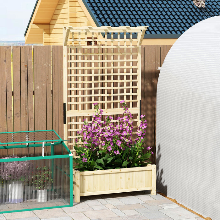 Outsunny Jardiniere en bois sureleve, ecran de confidentialite Bois naturel