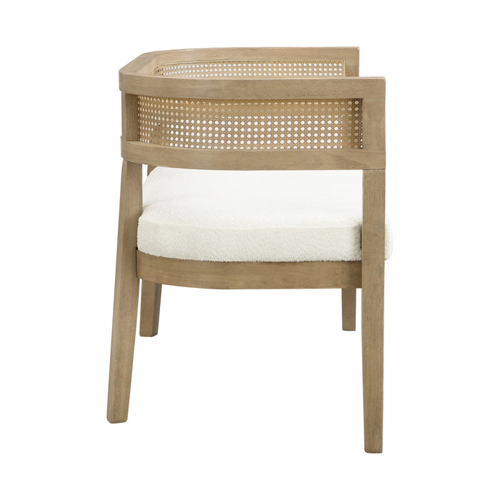 Rattan Causeuse Rembourree en Rotin 47.5 po avec Dossier Tisse Main, Beige, Frene Naturel