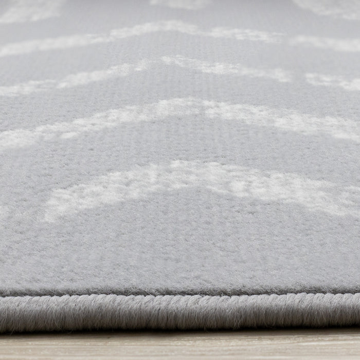 Carpette Forte grise et blanche à motif de rayures modernes - 5 pi 3 po x 7 pi 5 po