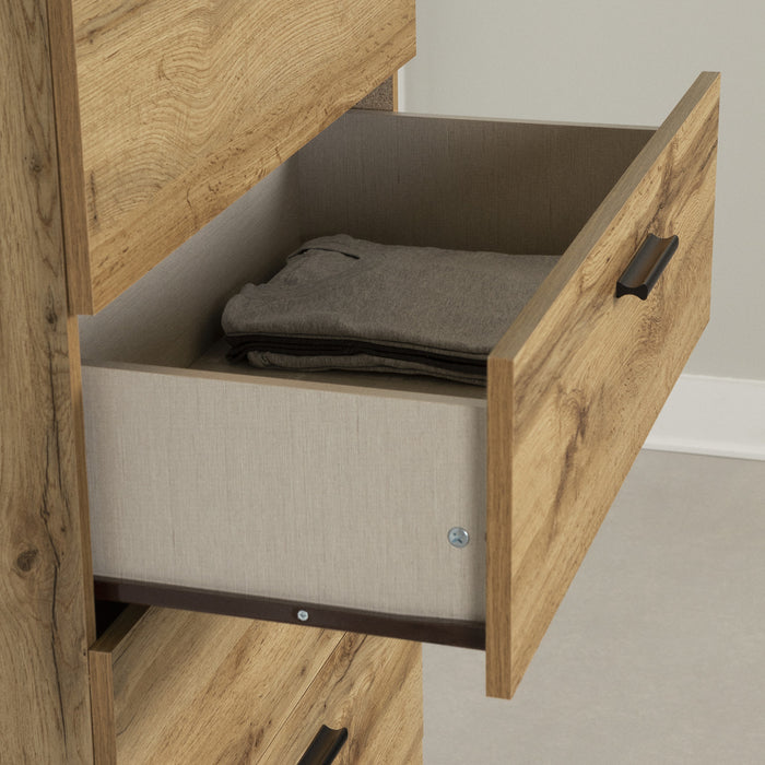 Commode verticale Musano à 5 tiroirs - chêne nordique
