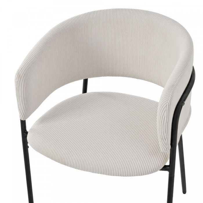 Ethan Ensemble de 4 chaises d’appoint modernes avec assise en velours cotele, pieds inclines et pieds reglables, beige