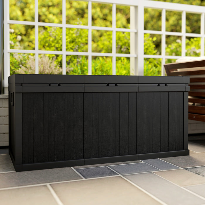 Outsunny Coffre De Rangement Exterieur 70 Gallons Avec Poignees, Noir