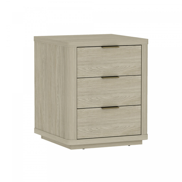 Table de nuit moderne Evelyn 20\" en bois naturel (3 tiroirs)