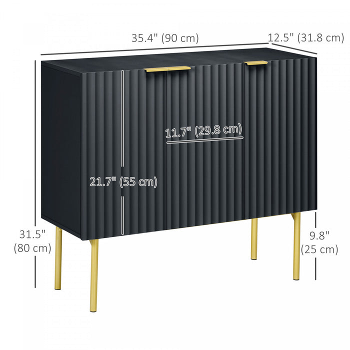 HOMCOM Meuble d'appoint avec pieds dores pour salle a manger couloir, noir