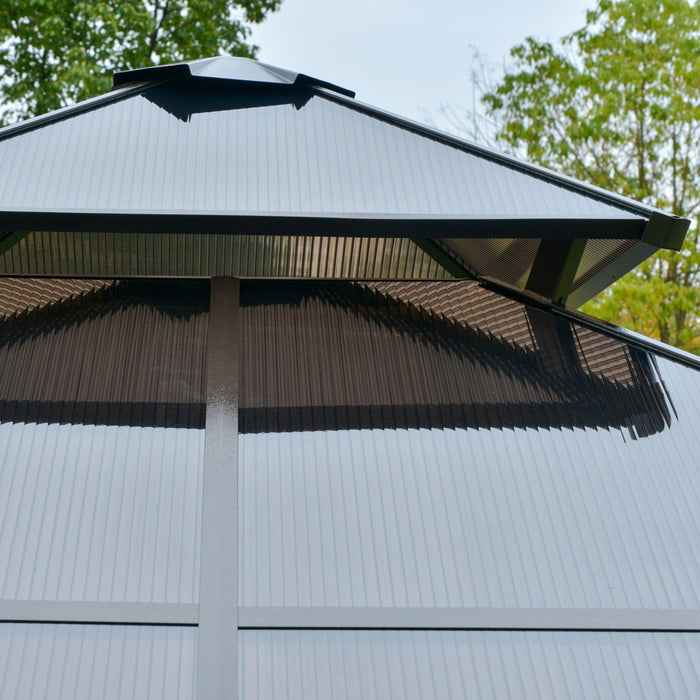 Outsunny Gazebo Exterieur A 2 Niveaux De 10' X 10' En Polycarbonate, Beige