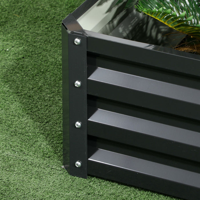 Outsunny Lit De Jardin Sureleve A 2 Etages En Acier Galvanise, Gris Fonce