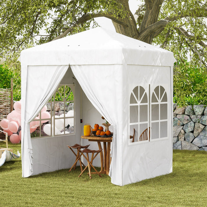 Outsunny Tente Escamotable 6,7'x 6,7' Avec Sac De Transport, Blanc