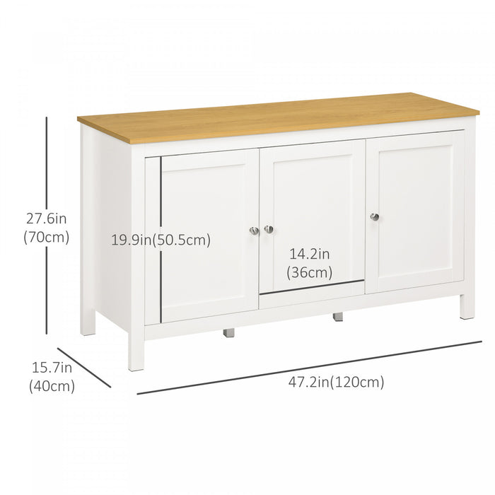 HOMCOM Meuble de Rangement, Meuble Buffet avec Portes, Blanc