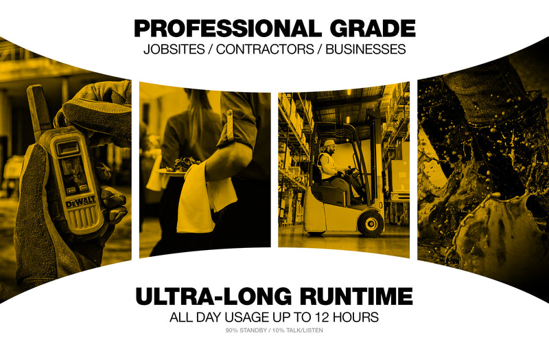 6 Talkies de chantier Dewalt DXFRS300 - 1 Watt, robuste, longue portée, radios bidirectionnelles intérieures-extérieures + 22 canaux