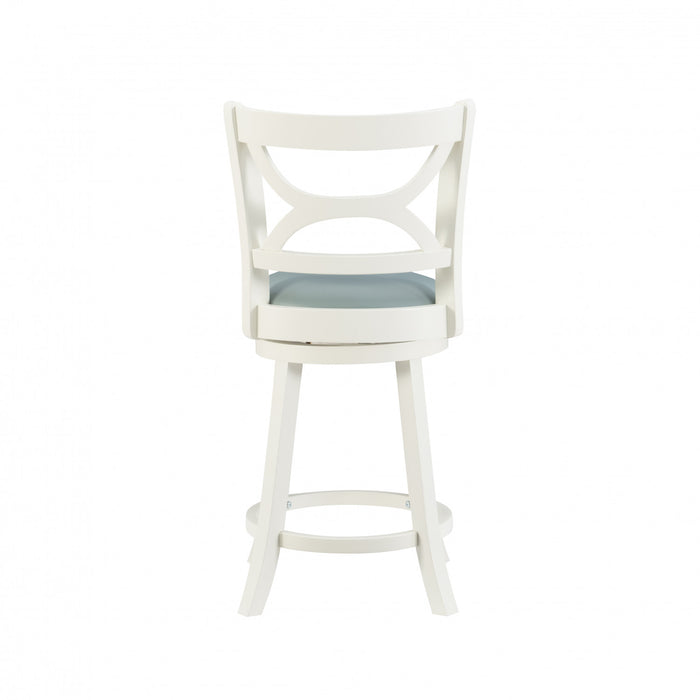 Tabouret Sawyer de hauteur comptoir en similicuir - crème et bleu