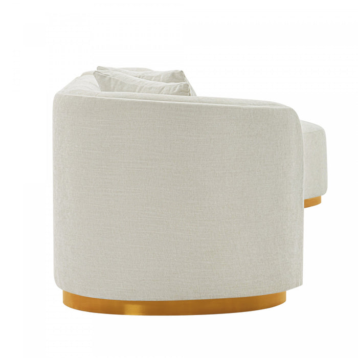 Canape d’angle moderne Daria 132\" en chenille ivoire