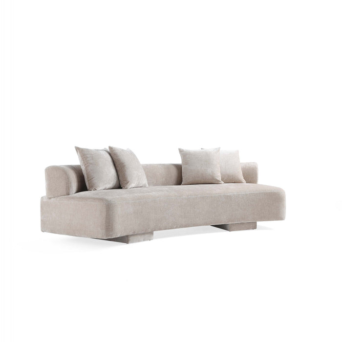 Canape en chenille beige Verandah Mid-Century Modern 112\"
