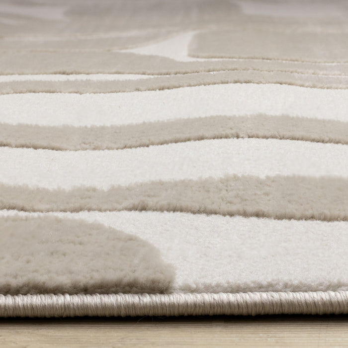 Carpette Leopold beige et crème de style moderne du milieu du 20e siècle - 2 pi 7 po x 4 pi 11 po