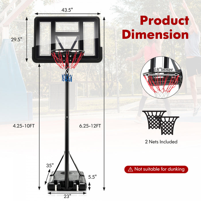 Panier De Basket Reglable En Hauteur 135-305cm, Jeu De Basket-ball Avec Panneau Arriere Incassable, Roues Et Base Remplissable, Support De Basket-ball Pour Enfants, Adolescents Et Adultes