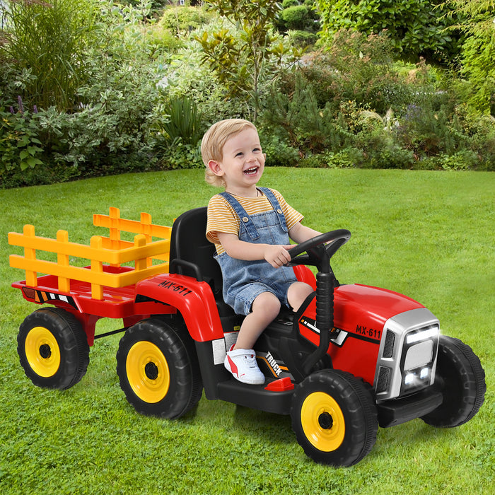 Costway Tracteur A Remorque Electrique 12v Avec Telecommande Et Lumieres Led