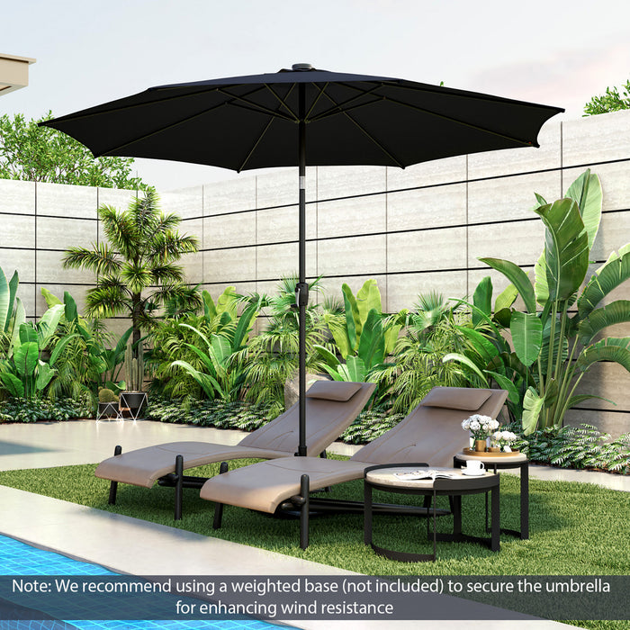 Costway Parasol de table de patio 10 FT avec 112 LED solaire, inclinaison avec manivelle, exterieur marine