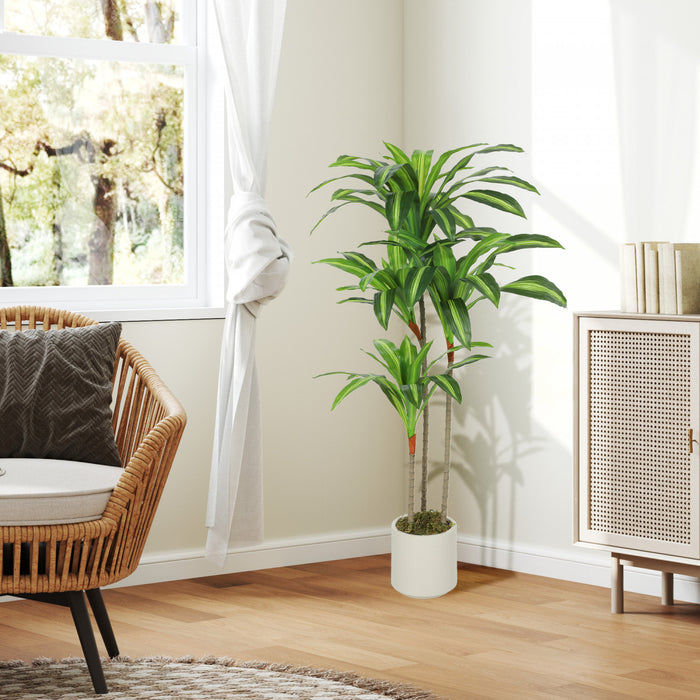 HOMCOM Arbre Dracaena Artificiel de 4pi, Plante Factice pour Decoration