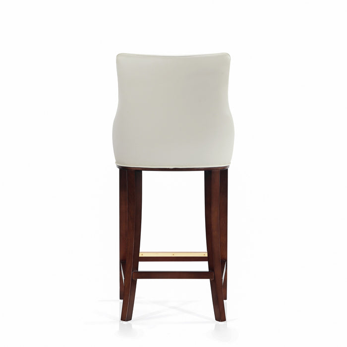 Tabouret de bar moderne en bois et tissu Shubert, ivoire - Lot de 2