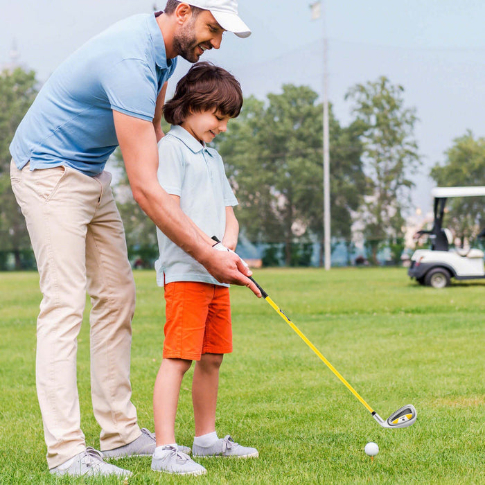 Ultimate Junior #7 Fer Pour Enfants Avec Arbre En Fibre De Verre Et Couverture De Tete Junior Practice Golf Club Jaune