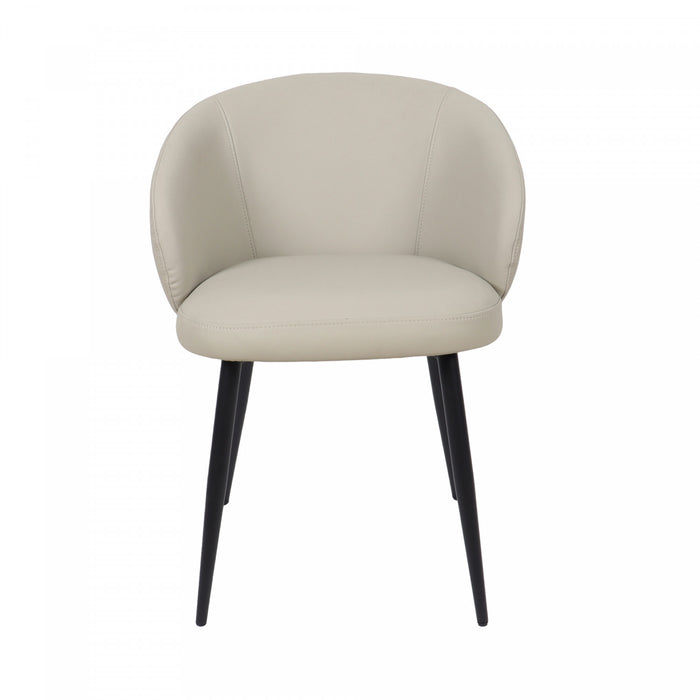 Chaise laterale moderne contemporaine Looma en cuir vegetalien et metal, gris pierre - Lot de 2