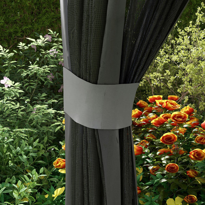 Outsunny 10' X 10' Tente De Fete Pliable Pop Up Canopy Avec Filets, Grise