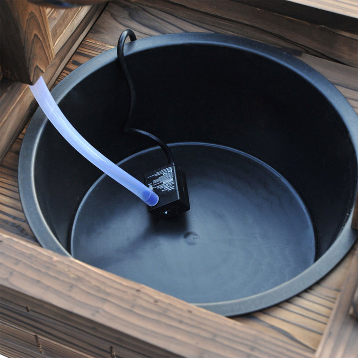 Outsunny Fontaine Cascade Exterieure En Bois Avec Pompe Electrique, Brun