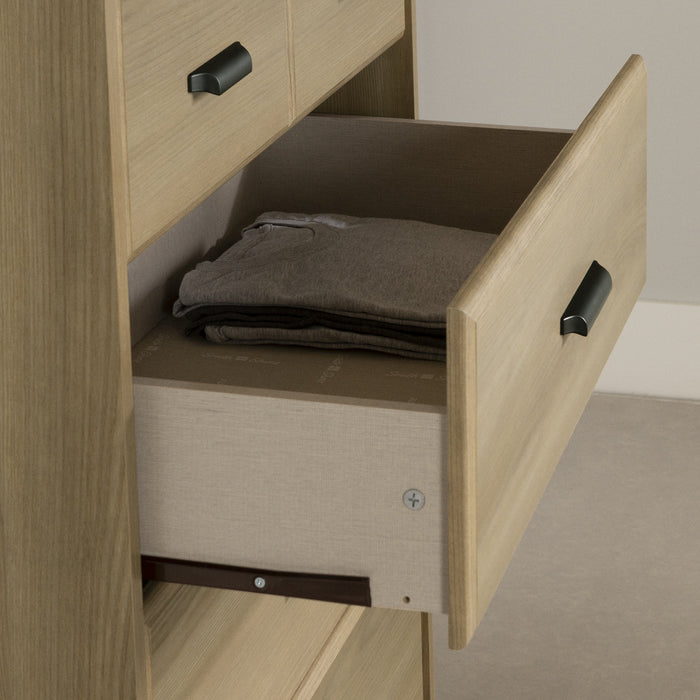 Commode verticale Versa à 5 tiroirs - frêne naturel