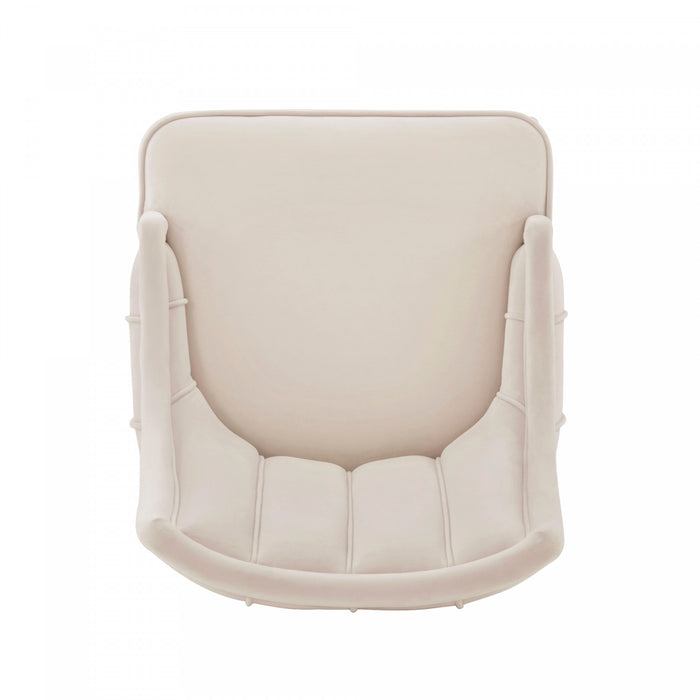 Chaise de salle a manger moderne en bois Eda avec revetement creme - Lot de 2