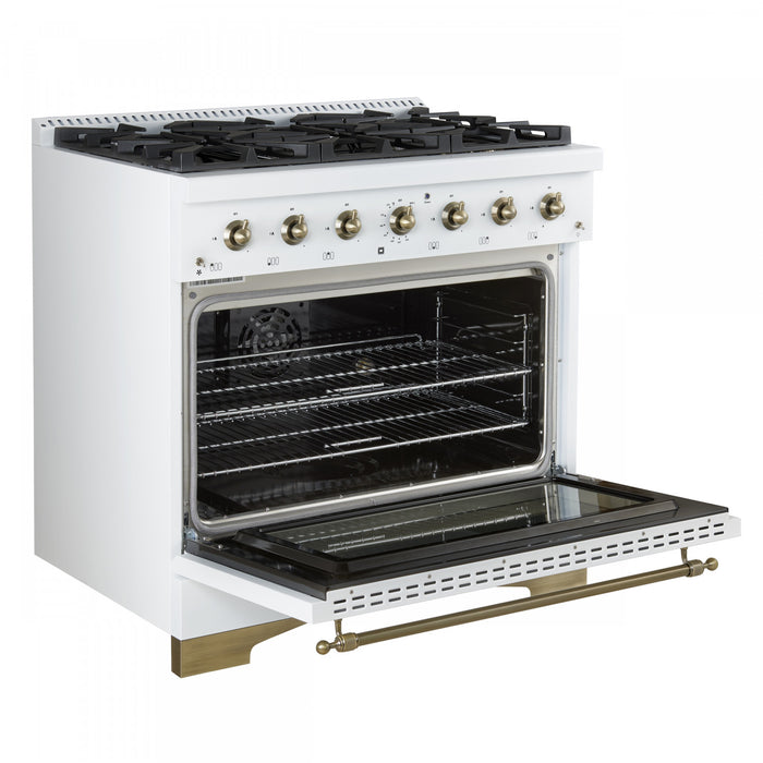 Cuisiniere a double combustible Antico de 36 po, blanche, 4,5 pi³ -FFSGS6113-36WHT