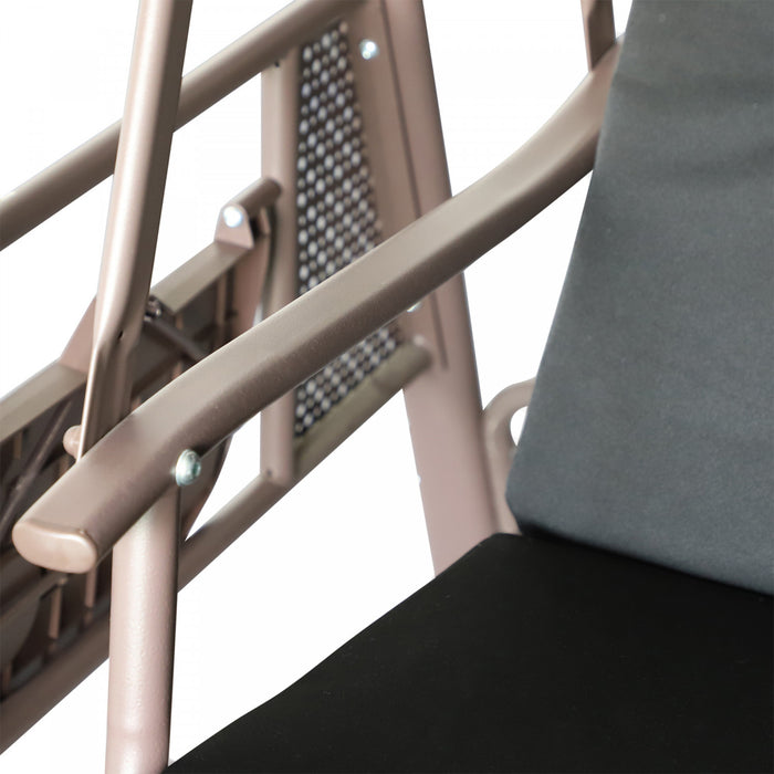 Outsunny Balancelle De Jardin 3 Personnes En Metal Avec Plateaux Lateraux Et Coussins Rembourres Noir