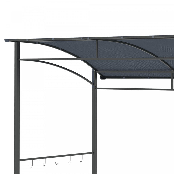 Outsunny 7' X 5' Pavillon Abri De Barbecue Gazebo Tente Grille De Jardin Auvent Tissu Polyester Cadre En Metal Avec Crochets Pare-soleil Exterieur