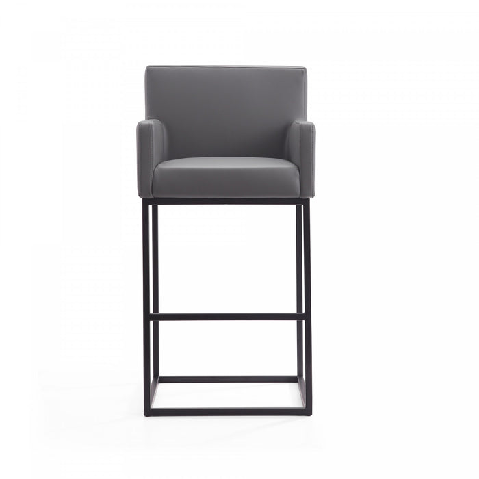 Tabouret de bar rembourre en metal gris style mid-century modern Ambassador - Lot de 3