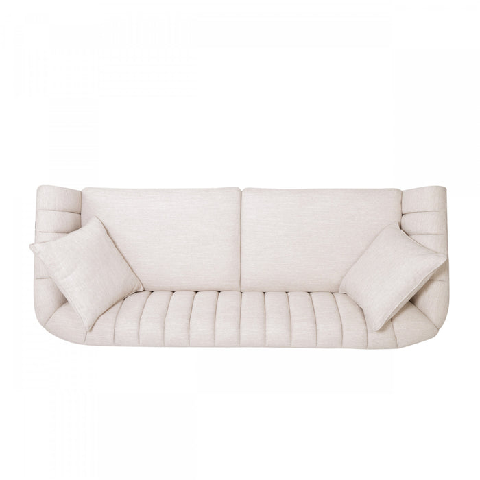 Sofa De Format Condo Taylor De 84,5 Po, Tissu aspect lin, Pattes En Bois - Beige Blanc