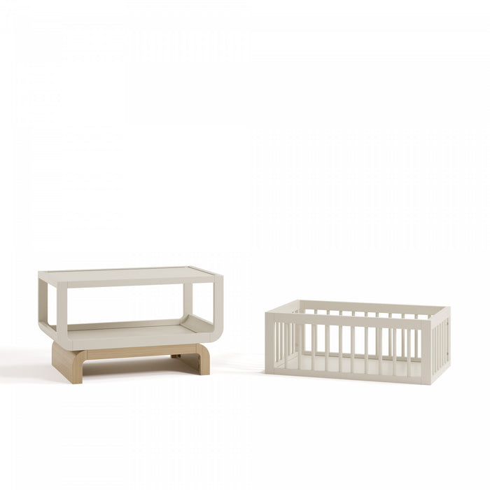 Storkcraft Santorini Berceau convertible 3-en-1 de luxe - Avoine avec bois clair