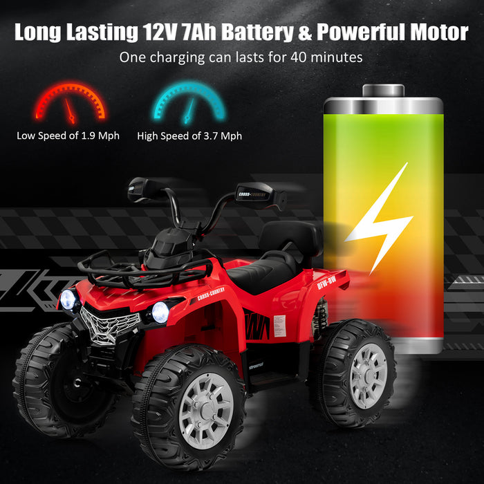 Costway 12v Enfants Rouler Sur Atv Electrique 4 Roues Quad 2 Vitesses W / Mp3 & Phares Rouge