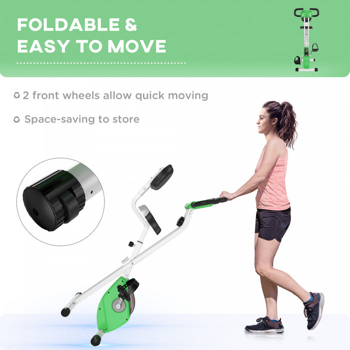 Soozier Velo d’appartement pliable, 8 niveaux de resistance magnetique, vert