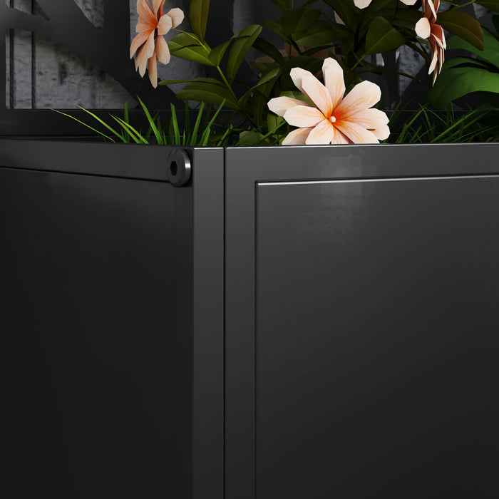 Outsunny Lit de jardin sureleve avec panneau d'intimite jardiniere en metal