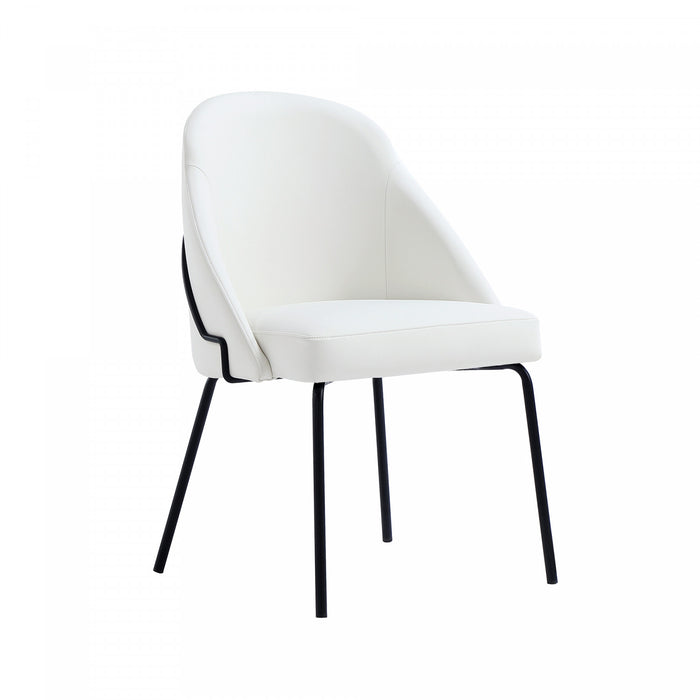 Chaise de salle a manger moderne Gracie en metal et cuir vegetalien blanc et noir