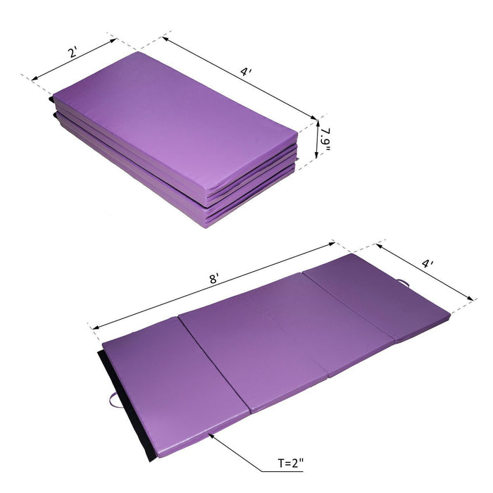 Soozier 4ft X 8ft X 2inch Tapis De Gymnastique Tri-plies Avec Poignees De Transport, Violet