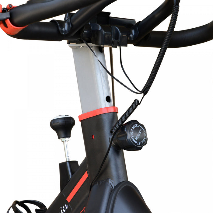Velo D'exercice Stationnaire Vertical Soozier Velo D'entrainement D'entrainement Cardio D'interieur Avec Support De Telephone Pour Moniteur Lcd A Resistance Reglable Noir
