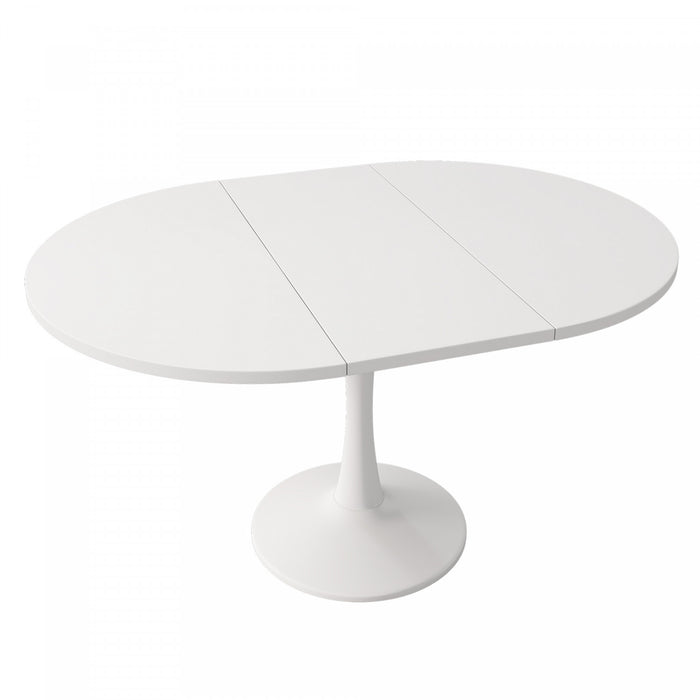 Table a manger ronde extensible Liam avec fonction gain de place, blanche