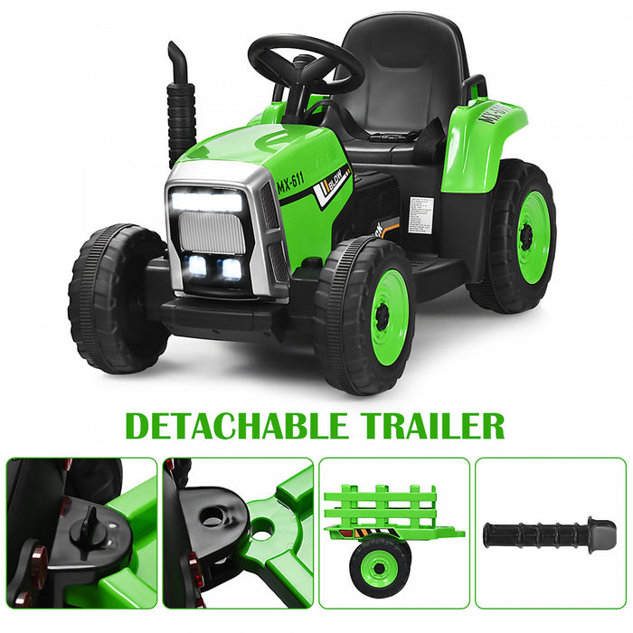 Costway Tracteur A Remorque Electrique 12v Avec Telecommande Et Lumieres Led