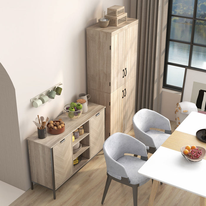 HOMCOM Armoire Garde-Manger Cuisine 6 Niveaux 4 Portes Naturel