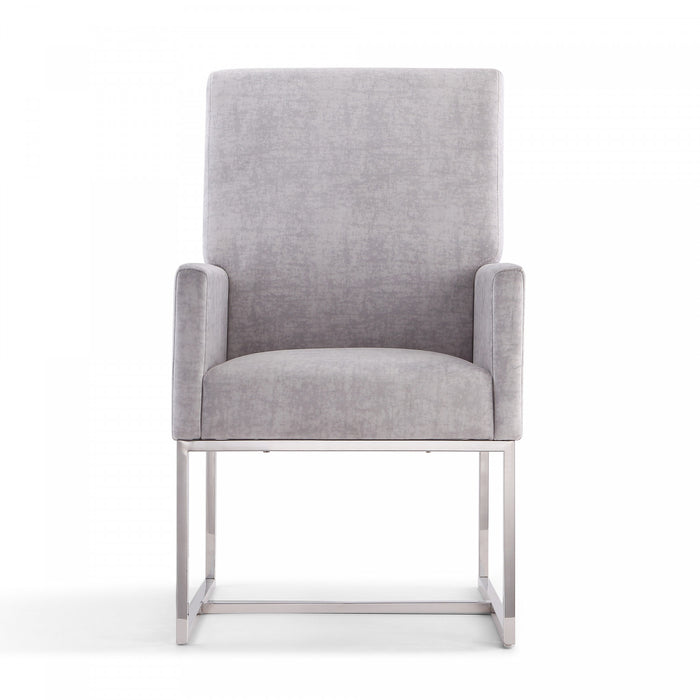 Chaise de salle a manger moderne en velours et metal Element gris - Lot de 2