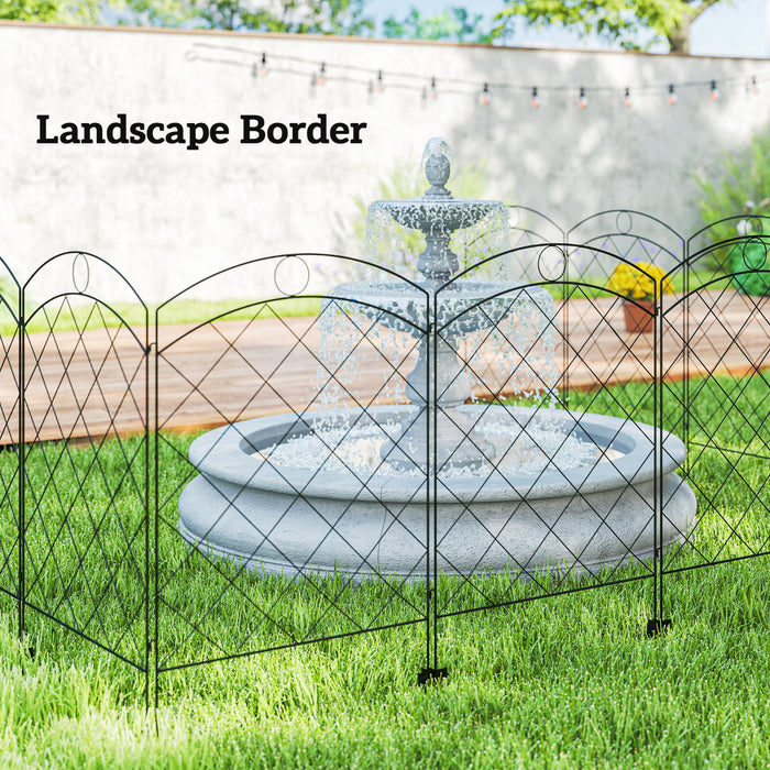 Outsunny Cloture de jardin en acier 11,4', lot de 4, noir