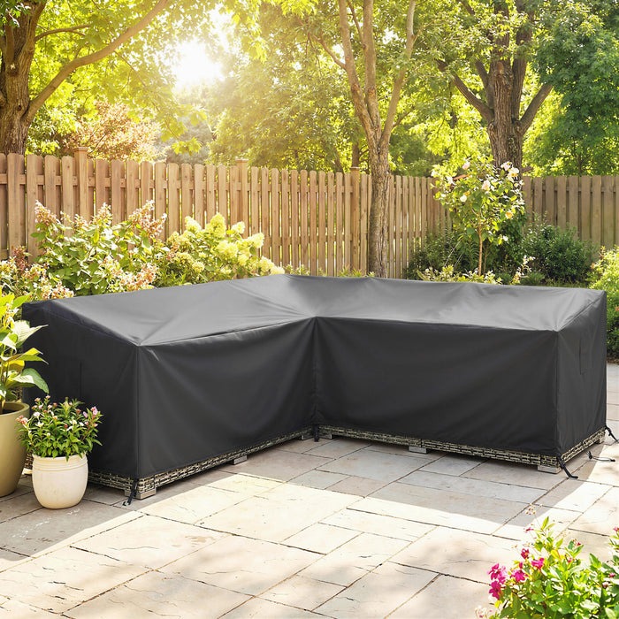 Outsunny Housse pour Sectionnel en Forme de V, Impermeable et Anti-UV, 216 x 216 cm, Noir
