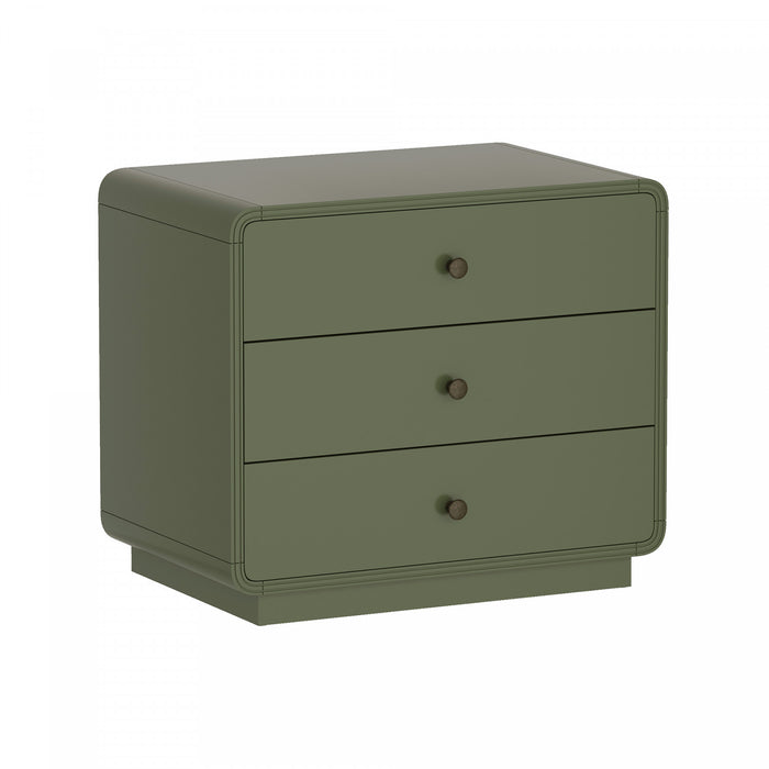 Table de nuit contemporaine Liora 71 cm en vert (3 tiroirs)
