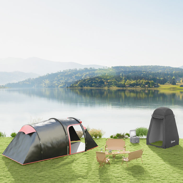 Toilettes portables d'exterieur Outsunny avec reservoir a chasse d'eau pour le camping, la navigation de plaisance et les voyages en voiture, capacite de 10 litres (2,6 gallons).