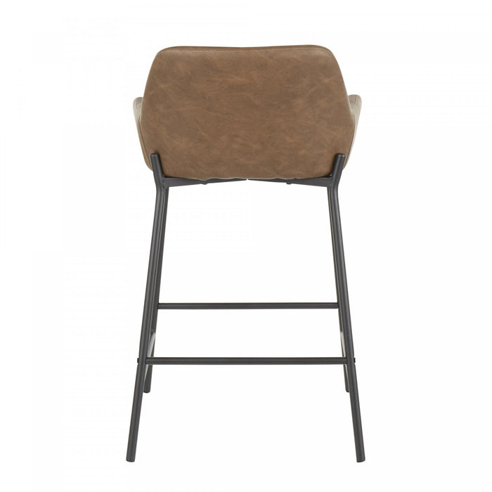 Tabouret industriel Daniella de hauteur comptoir en similicuir espresso - ensemble de 2