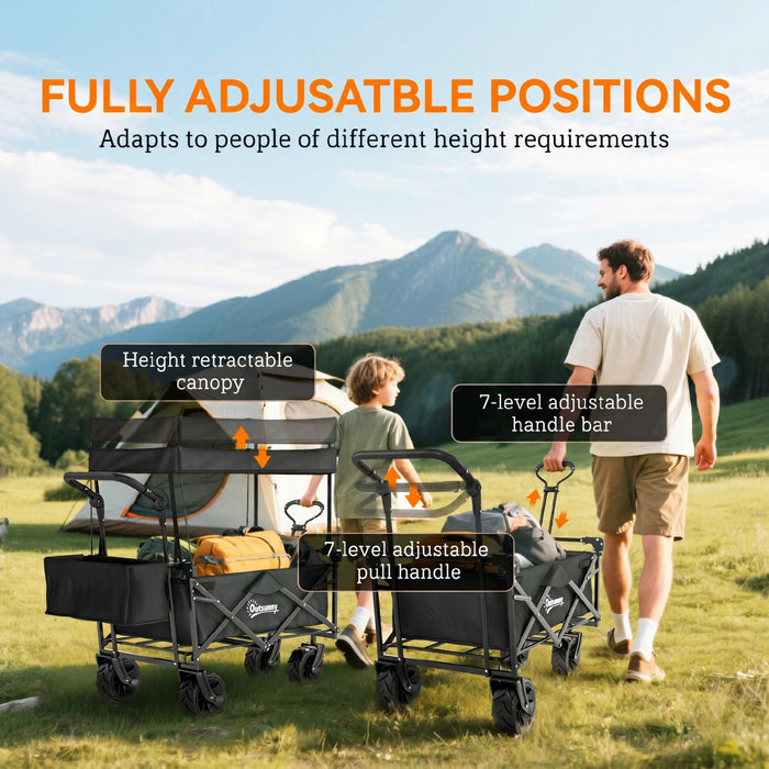 Outsunny Chariot Pliable 80L avec Roues, Chariot Robuste